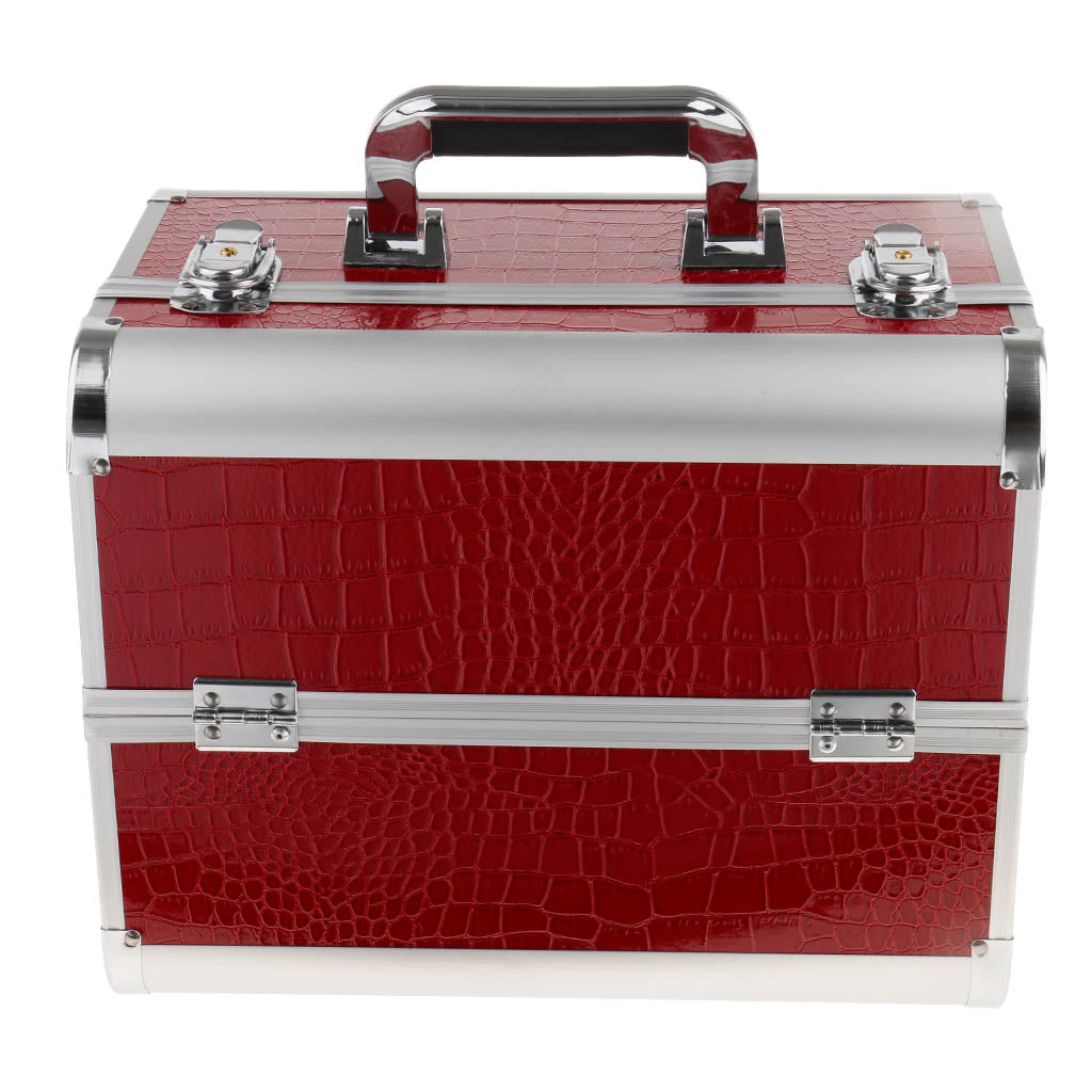 Aluminum Makeup Train Jewelry Storage Box Cosmetic Lockable Case Organizer #2