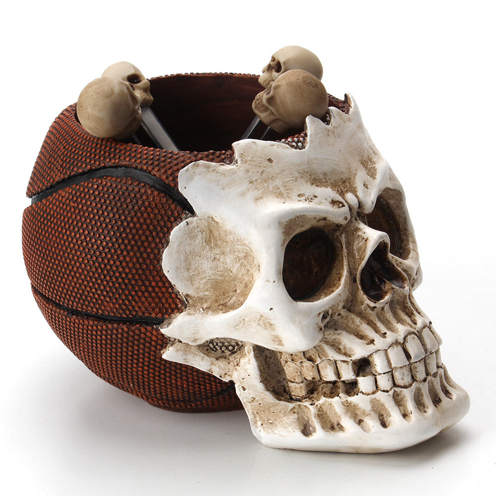 Basketball Skull Desk Organiser Cup Holder Tableware Makeup Brush Storage