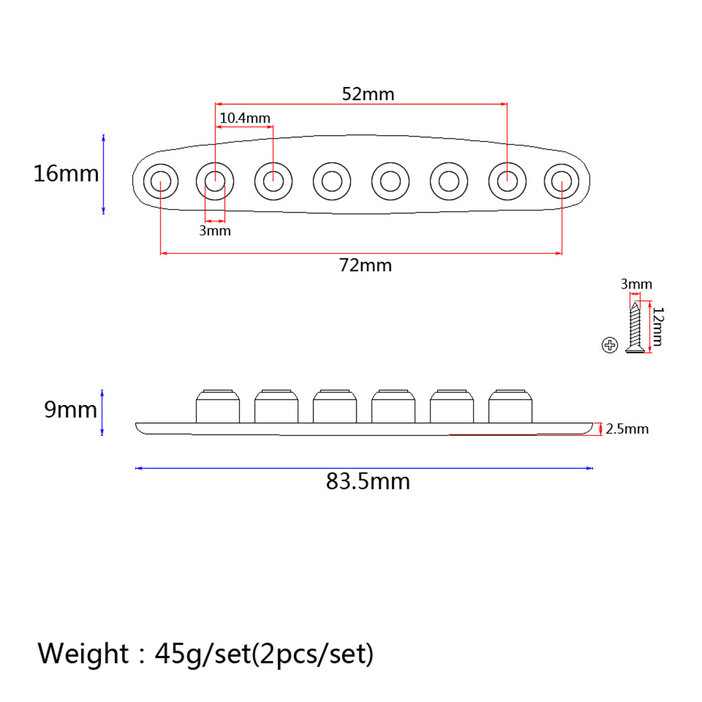 Guitar Parts Instead String Mounting Ferrules for Bass Box Guitar