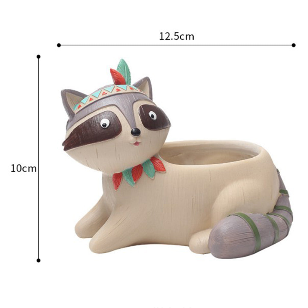 Resin Succulent Pot Cacti Plant Box Fairy Garden Decoration DIY Raccoon