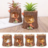 Fake Swing Stump Resin Succulent Flower Pot Cacti Plant Container Fawn