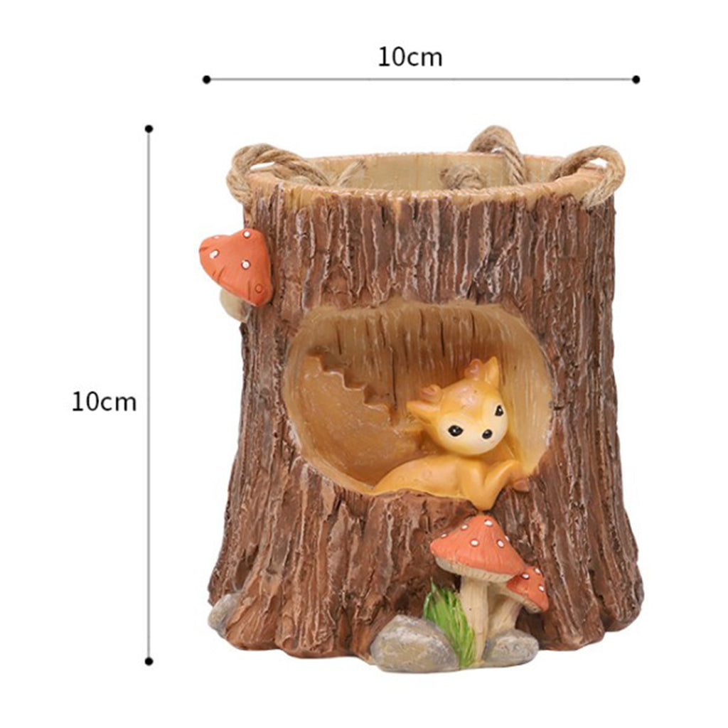 Fake Swing Stump Resin Succulent Flower Pot Cacti Plant Container Fawn