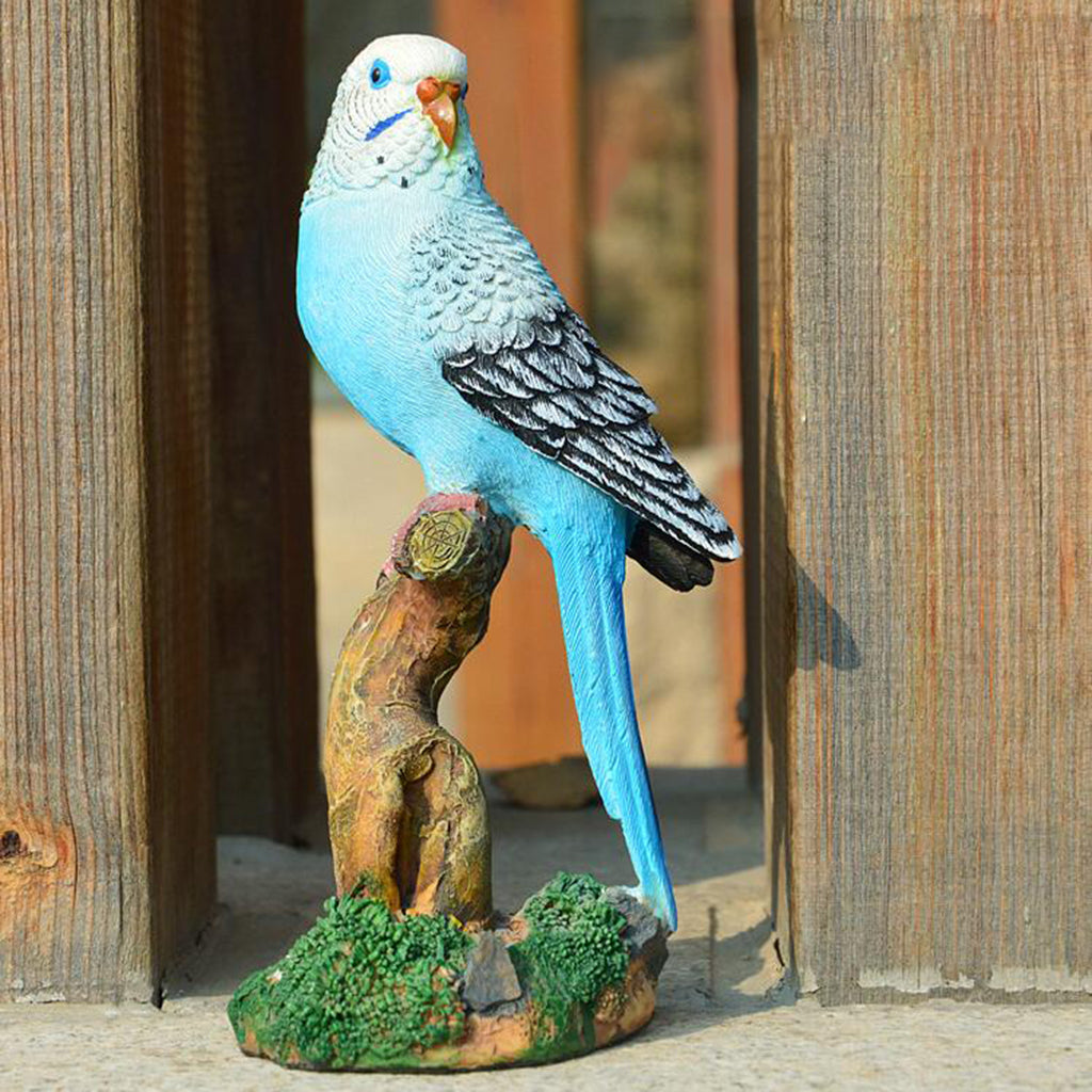 Garden Simulation Parrot Sculpture Statue Home Ornaments DIY Craft Blue