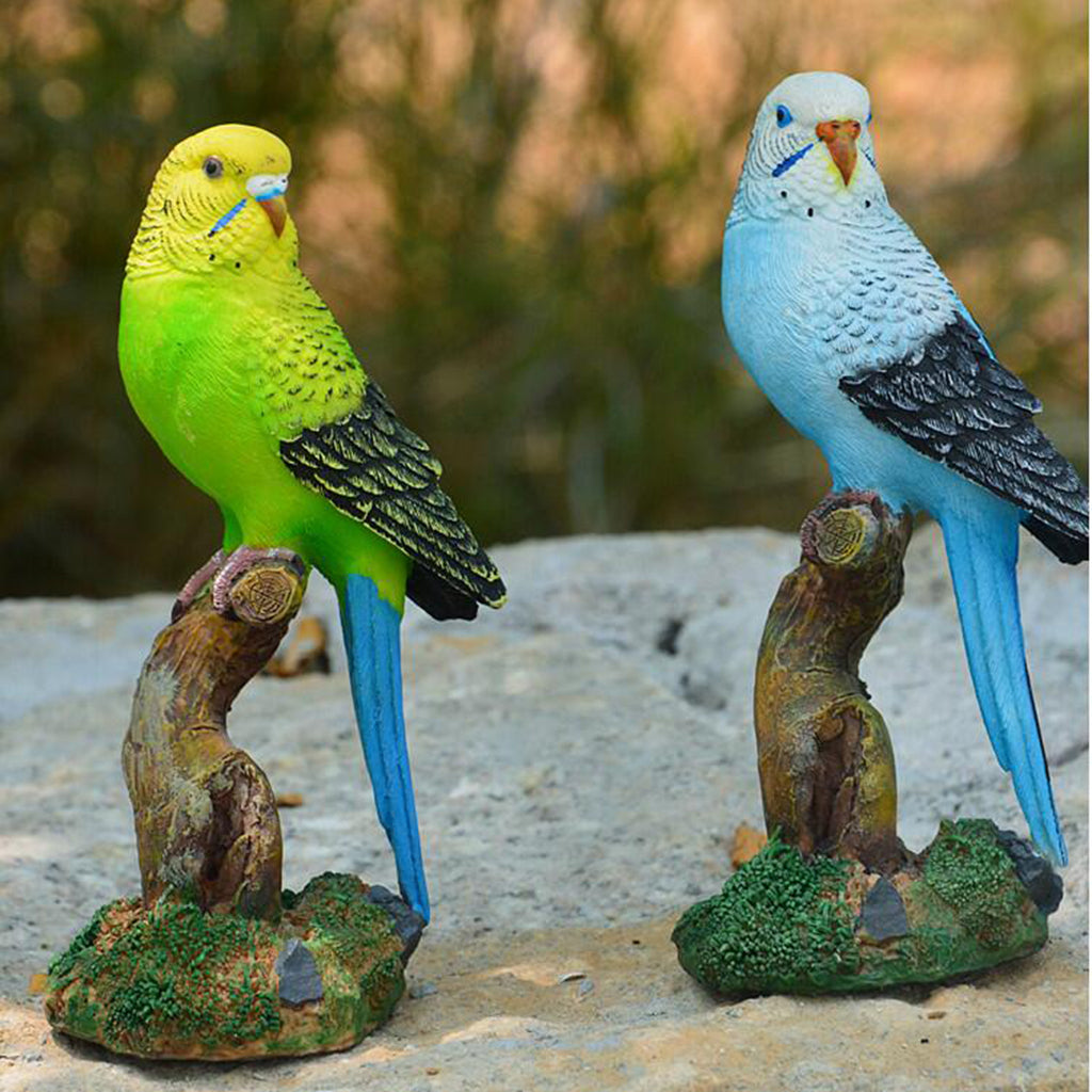 Garden Simulation Parrot Sculpture Statue Home Ornaments DIY Craft Blue