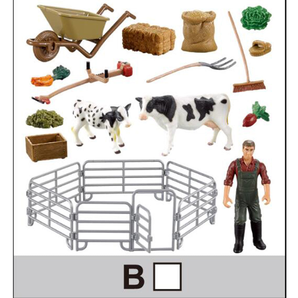 Simulation Plastic Farm Animals Model Series with Fence Kids Pretend Toys