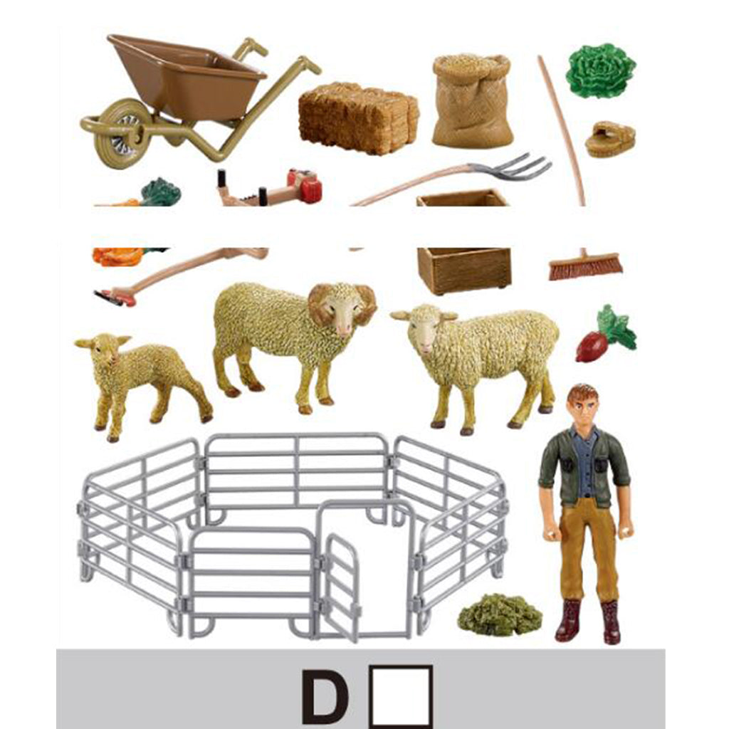 Simulation Plastic Farm Animals Model Series with Fence Kids Pretend Toys