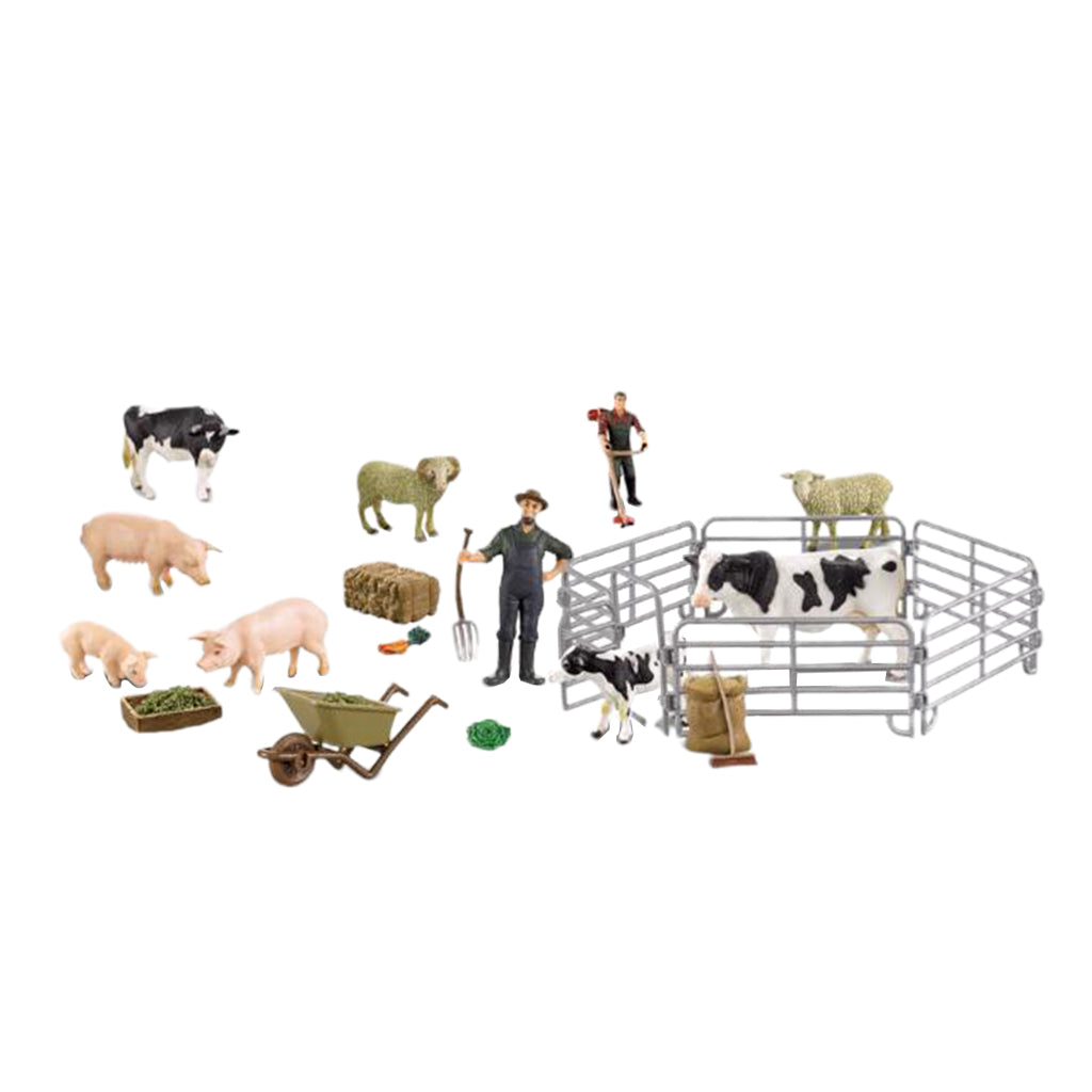 Simulation Plastic Farm Animals Model Series with Fence Kids Pretend Toys