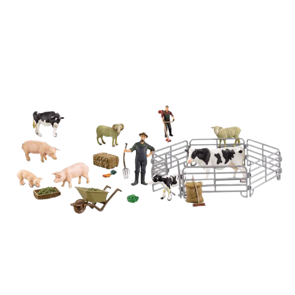 Simulation Plastic Farm Animals Model Series with Fence Kids Pretend Toys
