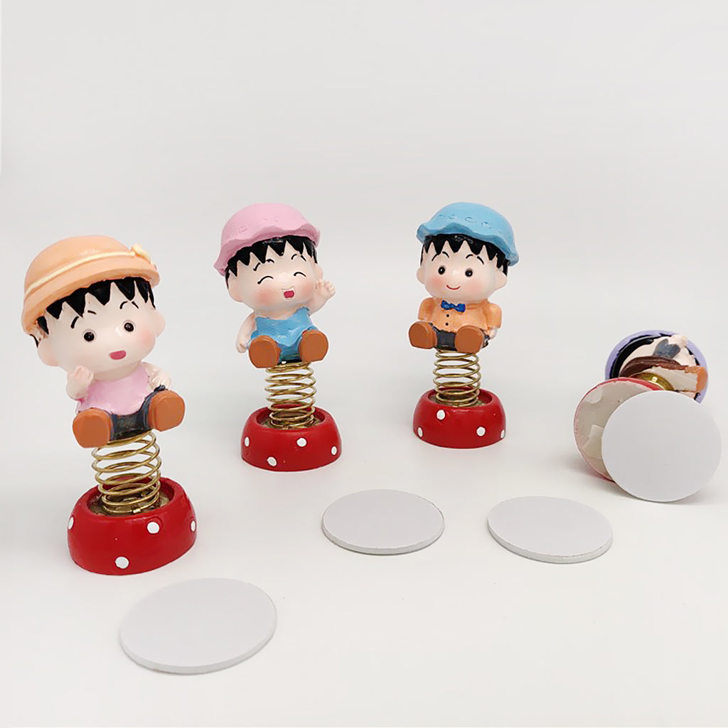 4 x Mini Cartoon Boy Figures Home Car Desktop Decorations Figurine Play Set