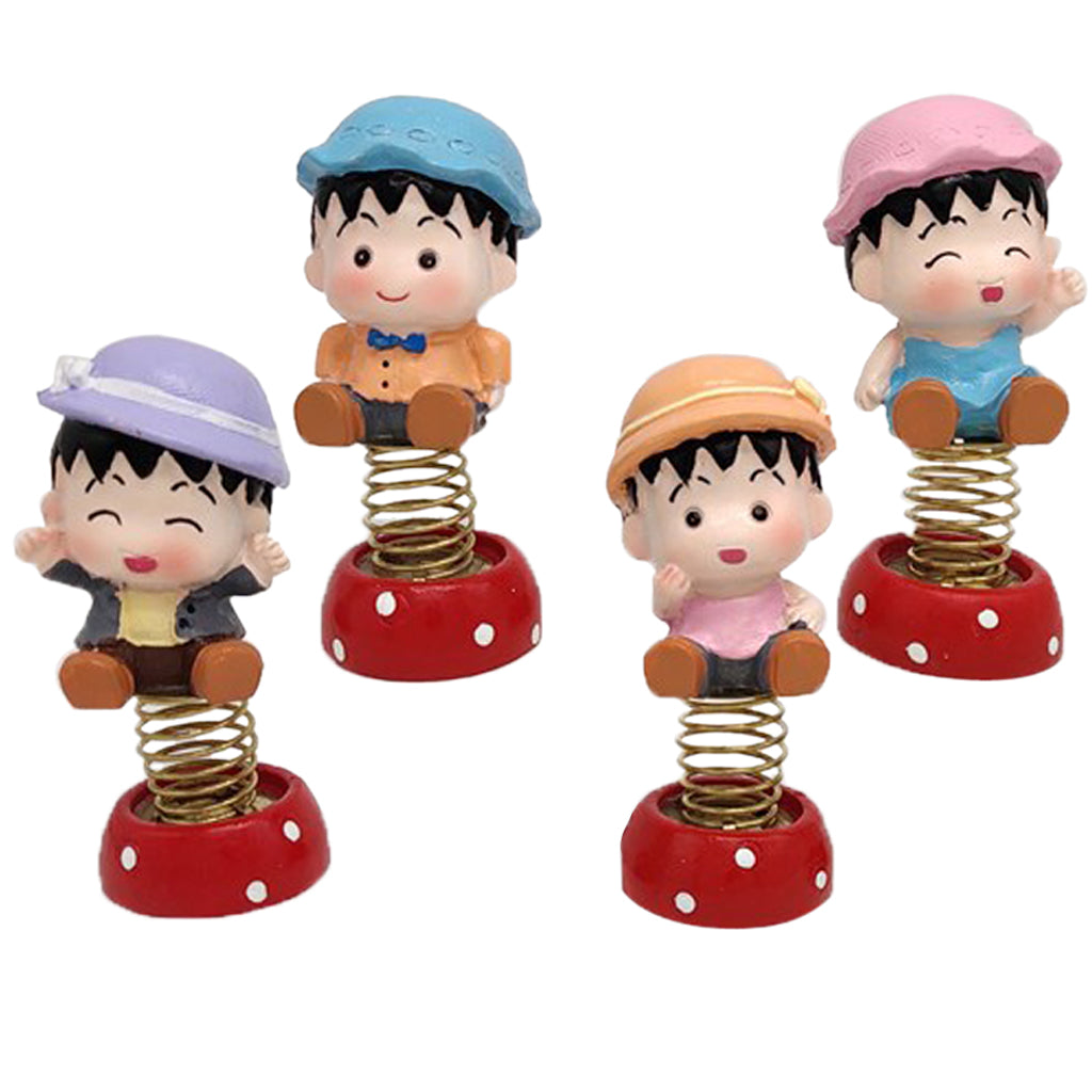 4 x Mini Cartoon Boy Figures Home Car Desktop Decorations Figurine Play Set