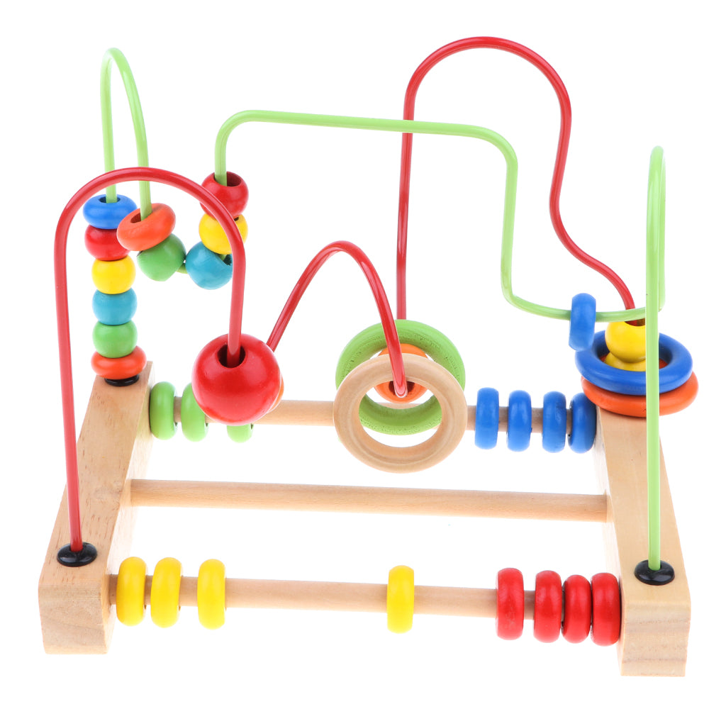 Wooden Beads Maze Around Circle Bead Toy Kids Montessori Developmental Toy
