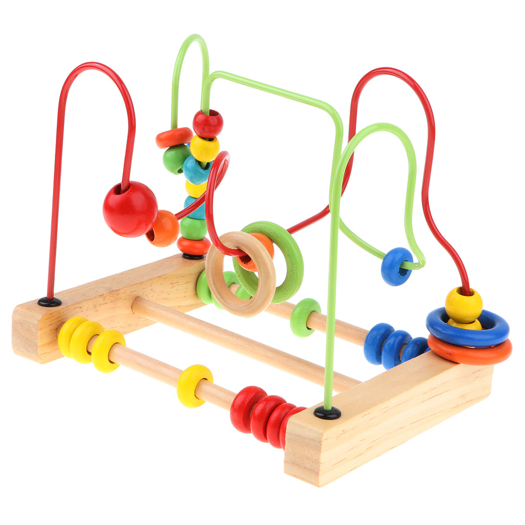 Wooden Beads Maze Around Circle Bead Toy Kids Montessori Developmental Toy