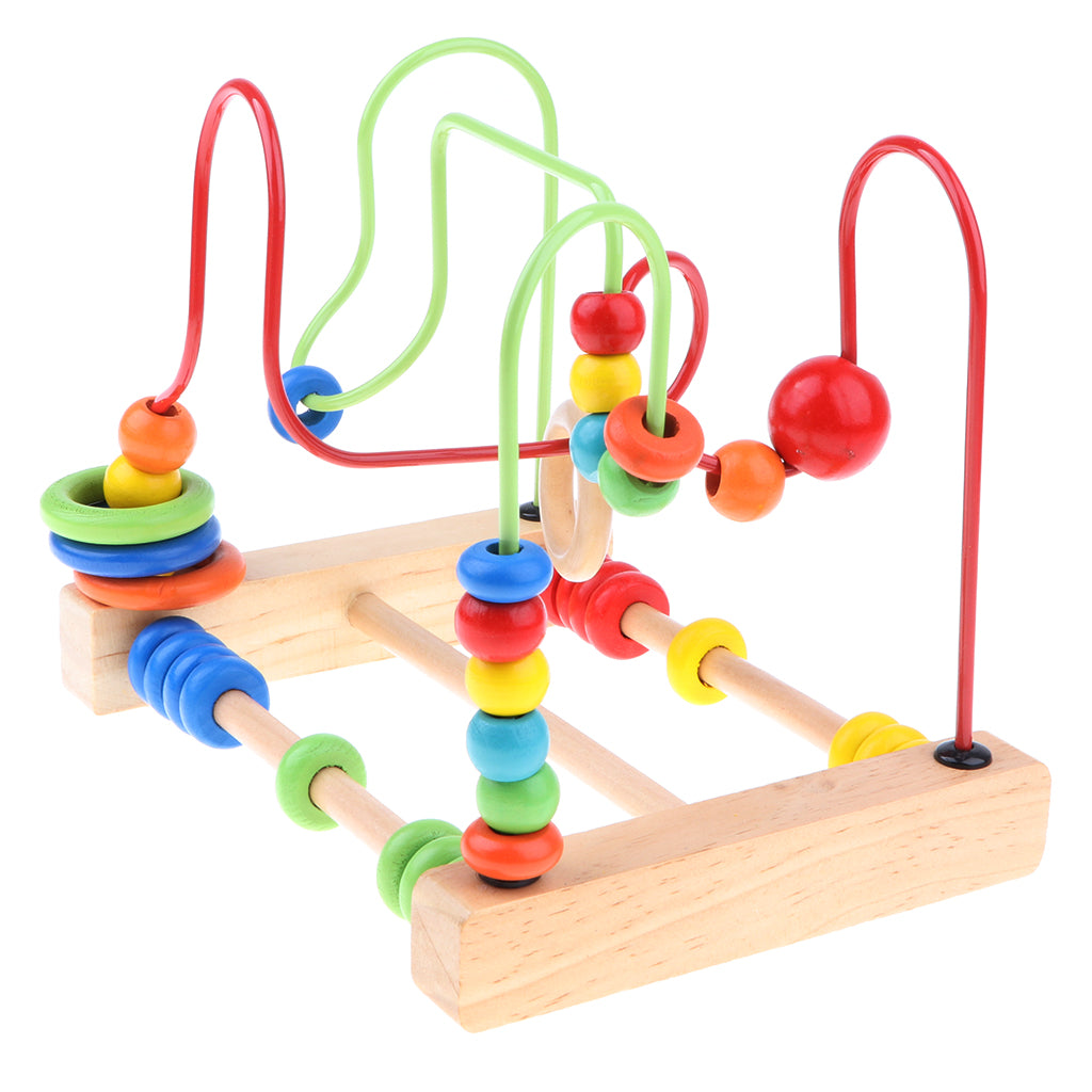 Wooden Beads Maze Around Circle Bead Toy Kids Montessori Developmental Toy