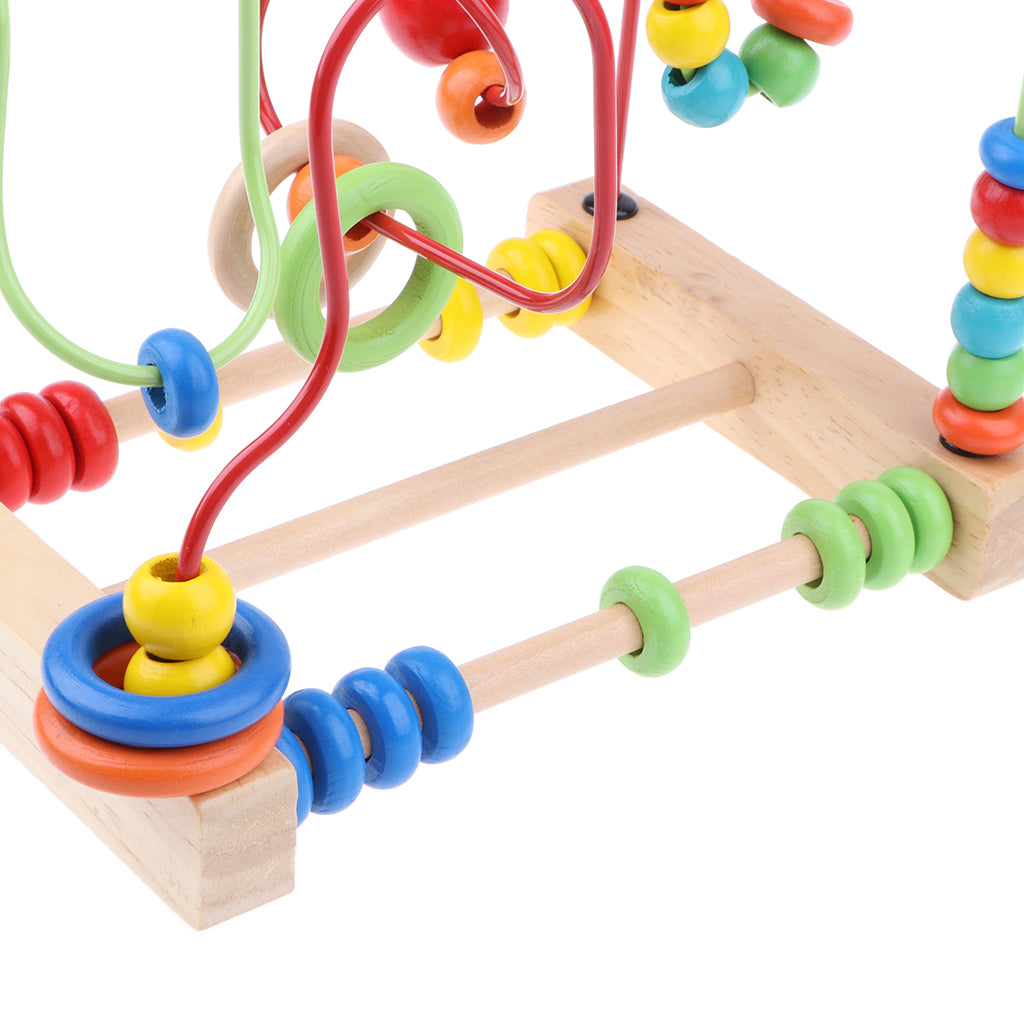 Wooden Beads Maze Around Circle Bead Toy Kids Montessori Developmental Toy