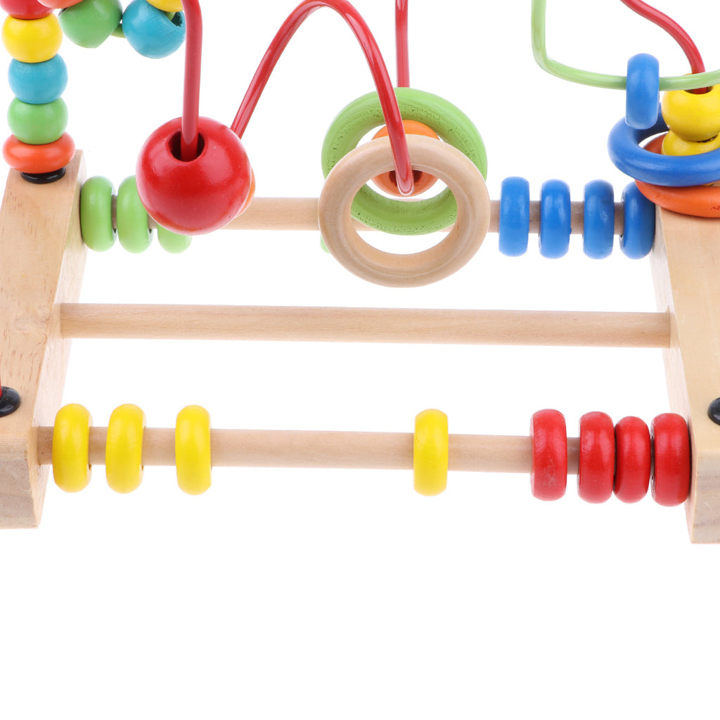 Wooden Beads Maze Around Circle Bead Toy Kids Montessori Developmental Toy