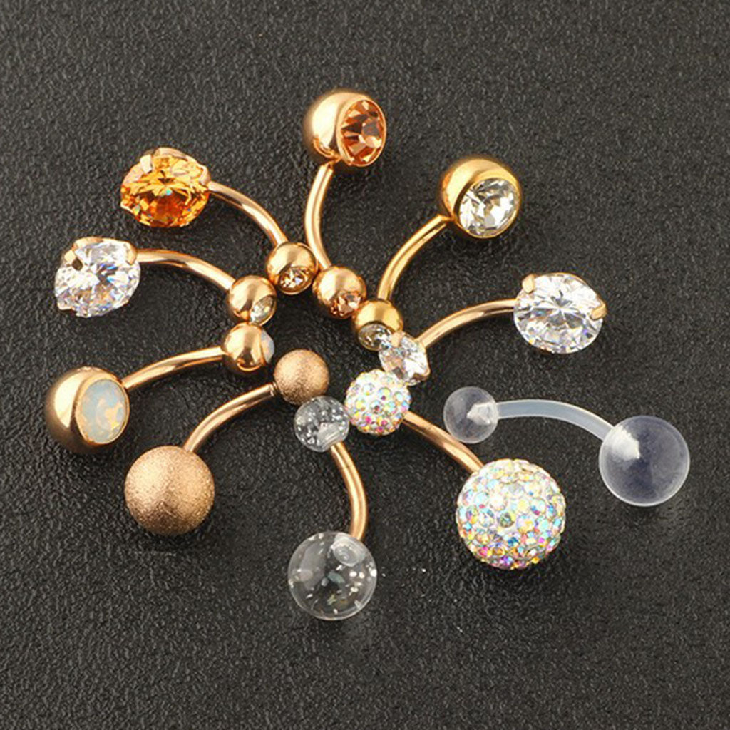 10PCS Lot Body Piercing Labret Tongue Eyebrow Barbells Mix Jewelry Rose Gold