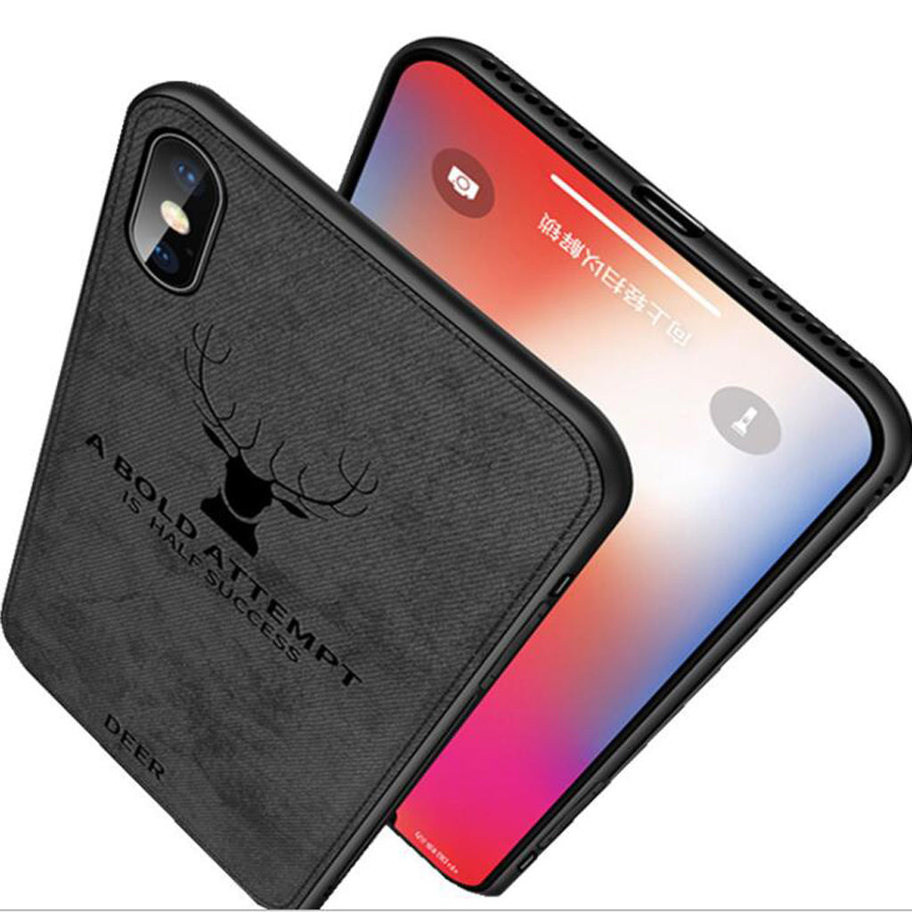 Luxury Shockproof Soft Cloth Back Cover Case For iPhone X Max Black