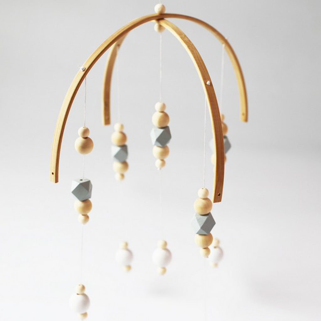 Kids Crib Mobile Bell Wooden Wind Chime Hanging Room Decor Gray - A