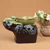 Elephant Backflow Censer Cones Burner Candle Tealight Holder Home Decor Green