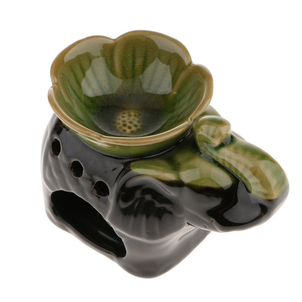 Elephant Backflow Censer Cones Burner Candle Tealight Holder Home Decor Green