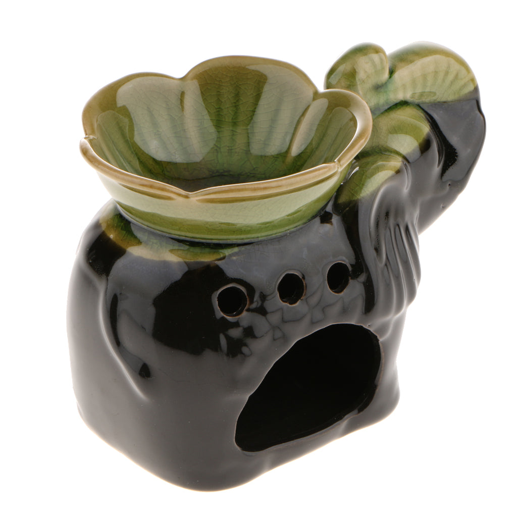 Elephant Backflow Censer Cones Burner Candle Tealight Holder Home Decor Green