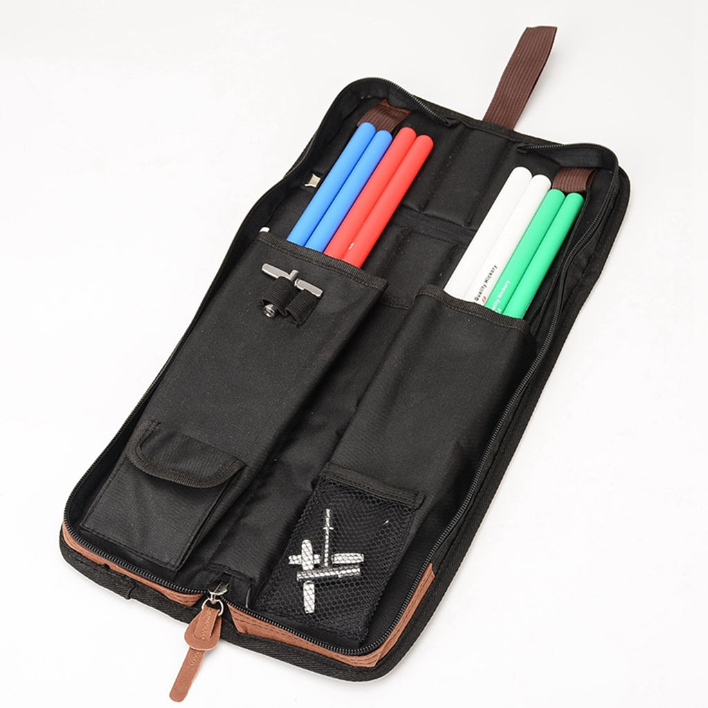 Cotton Padded Drumstick Bag - Soft Carrying Case for Sticks Mallets Black