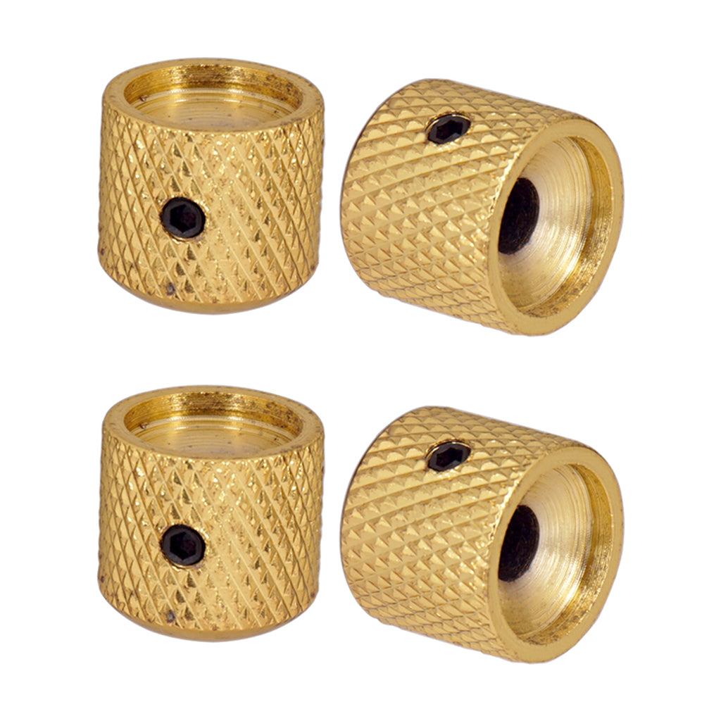 4pcs Electric Guitar Knurled Barrel Volume Tone Control Knobs Buttons Golden