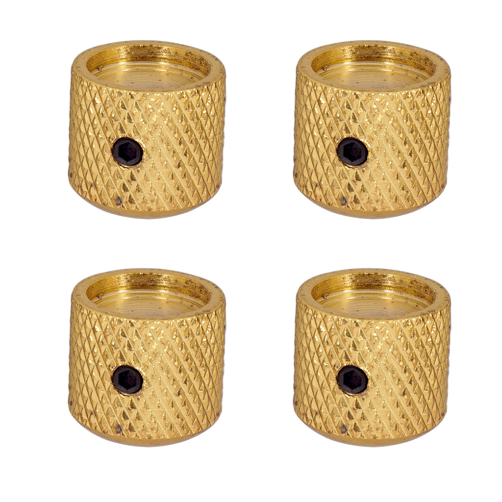 4pcs Electric Guitar Knurled Barrel Volume Tone Control Knobs Buttons Golden