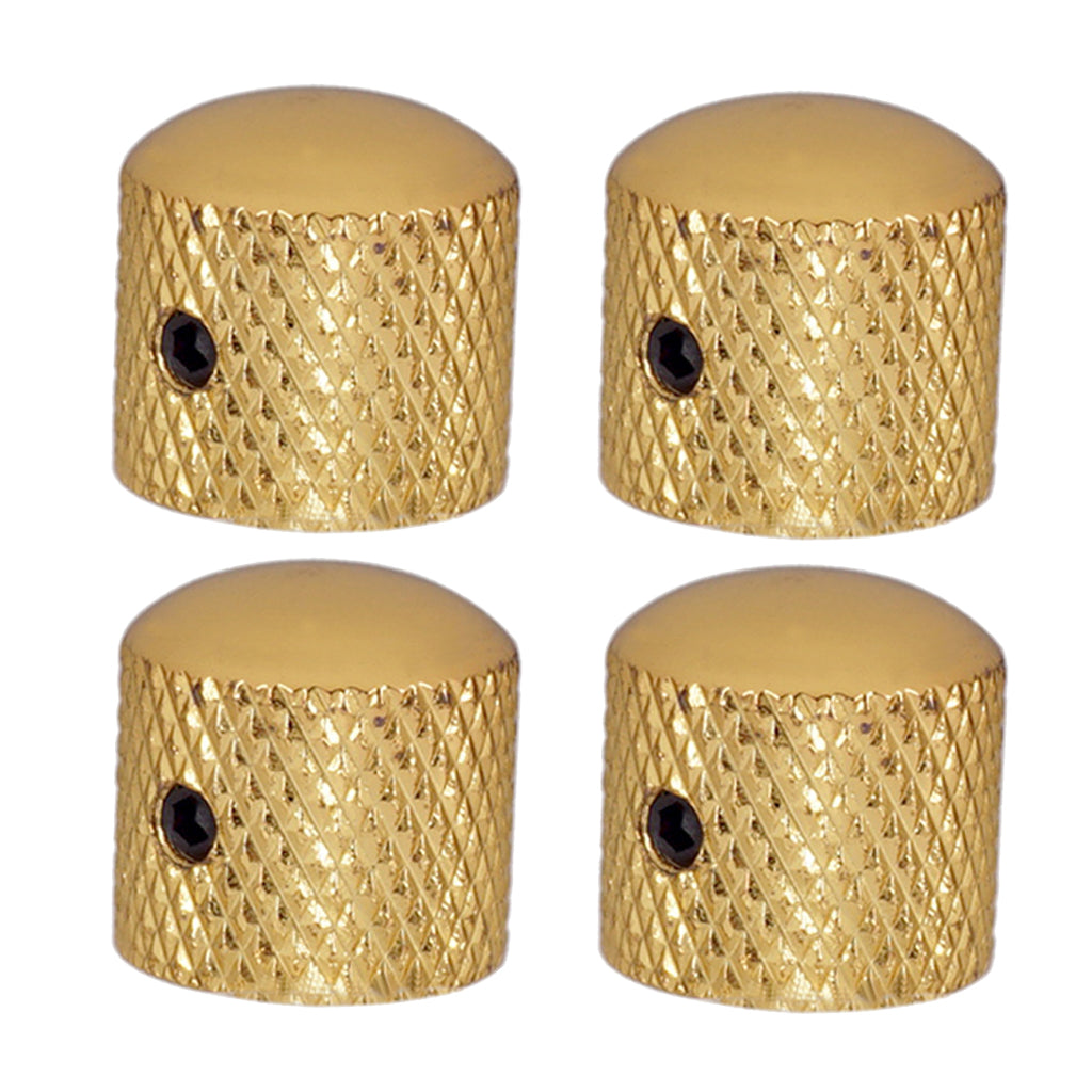 4pcs Electric Guitar Knurled Barrel Volume Tone Control Knobs Buttons Golden