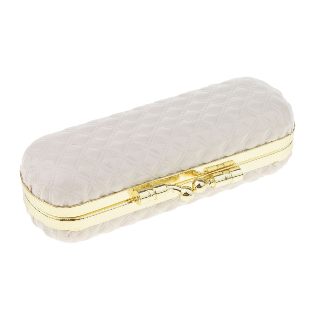 Leather Lipstick Lip Gloss Case Storage Box Balm Holder with Mirror White