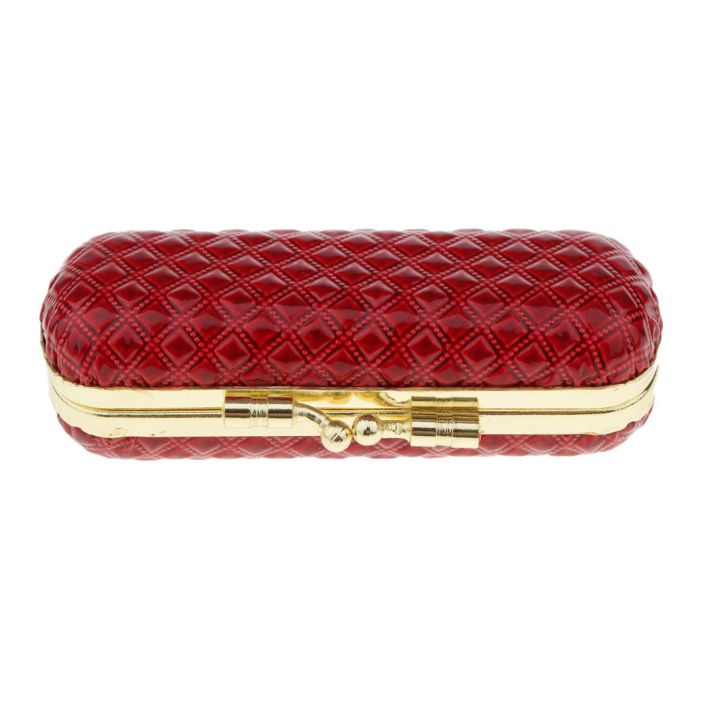 Leather Lipstick Lip Gloss Case Storage Box Balm Holder with Mirror Red