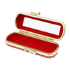 Leather Lipstick Lip Gloss Case Storage Box Balm Holder with Mirror Red