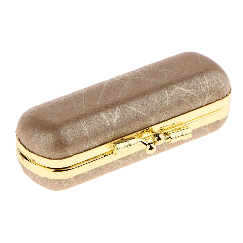 PU Leather Lipstick Lip Gloss Case Storage Makeup Holder Box Portable Gold