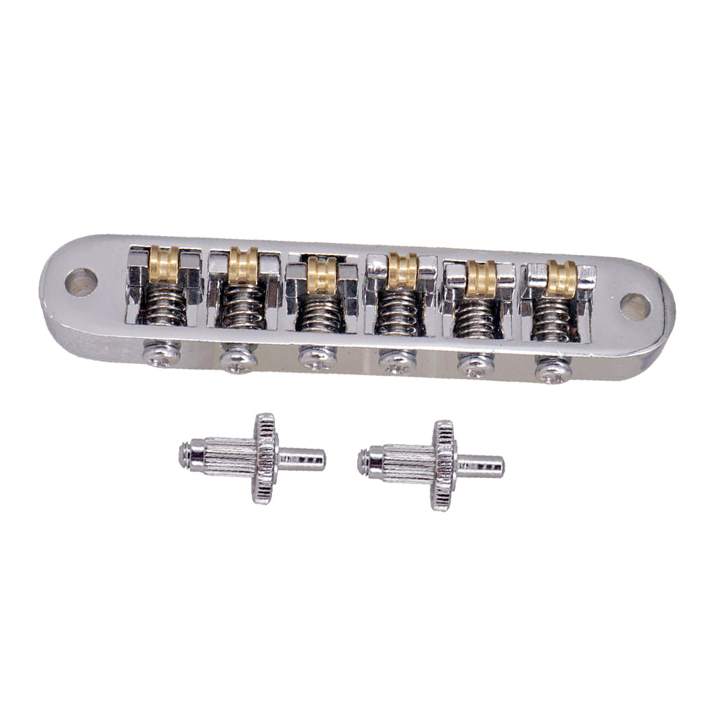 1 Set Roller Saddle Locking Bridge with Studs for Electric Guitar Silver