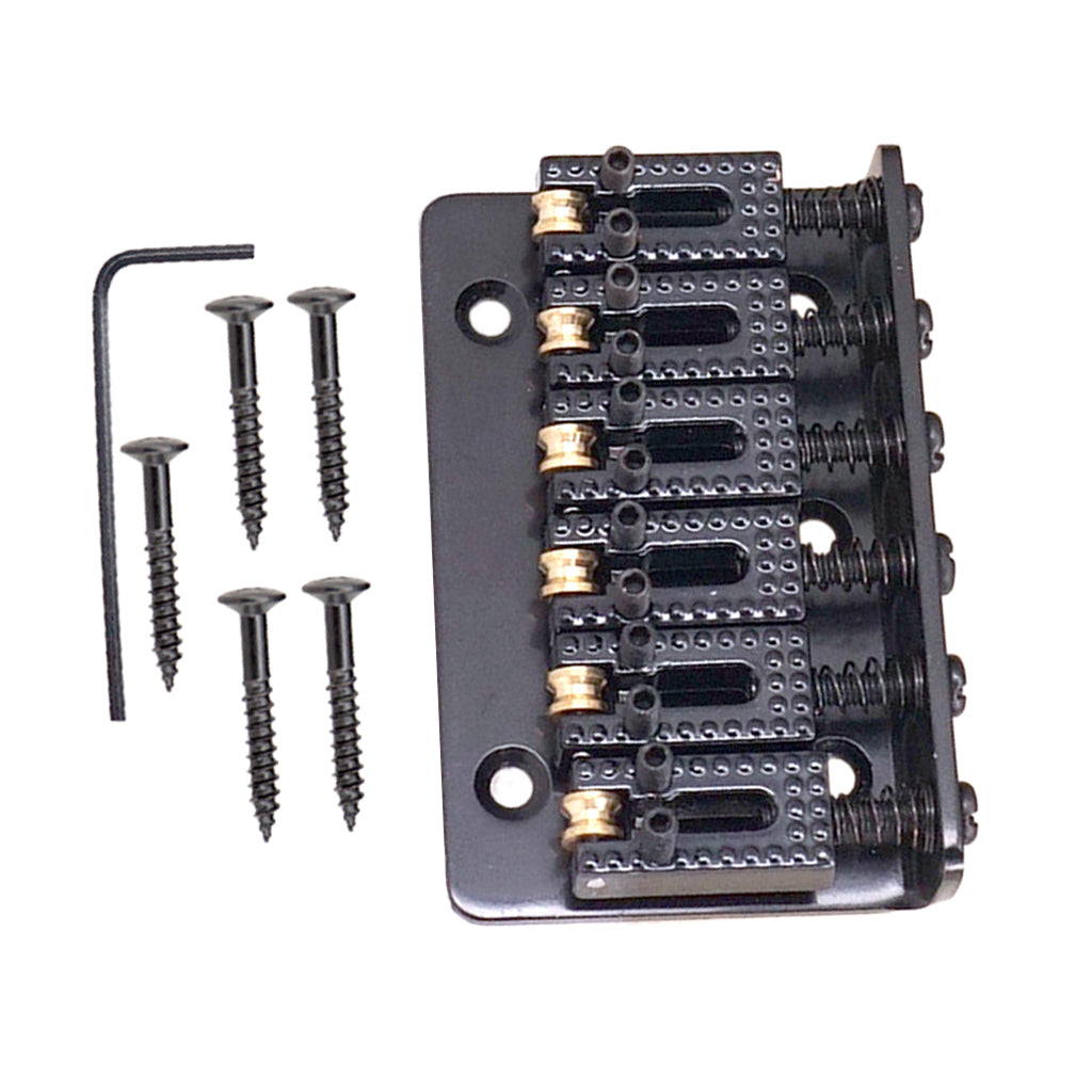 6 String Roller Saddle Hardtail Bridge with Wrench Screws Black