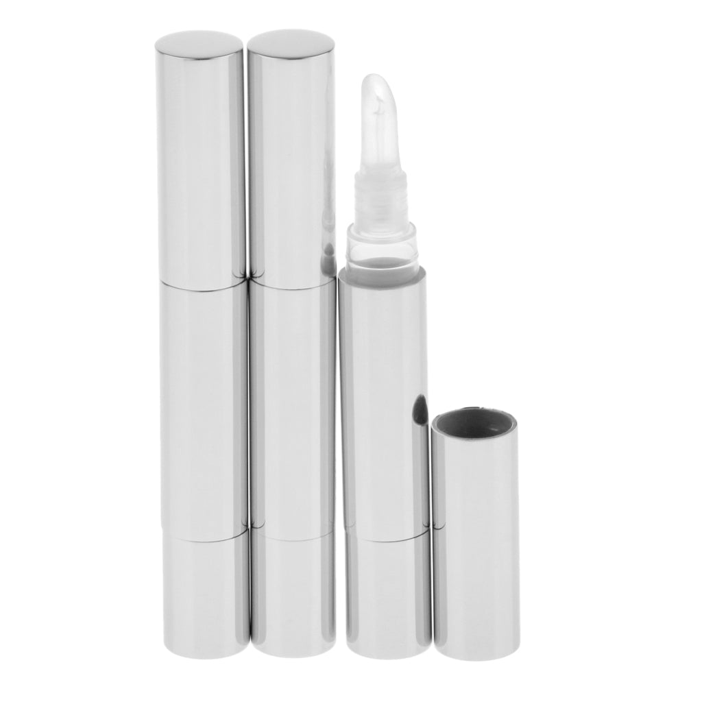 3Piece 5ml Empty Twist Pen Silicone Head Makeup Cosmetic Lip Oil Tube Silver