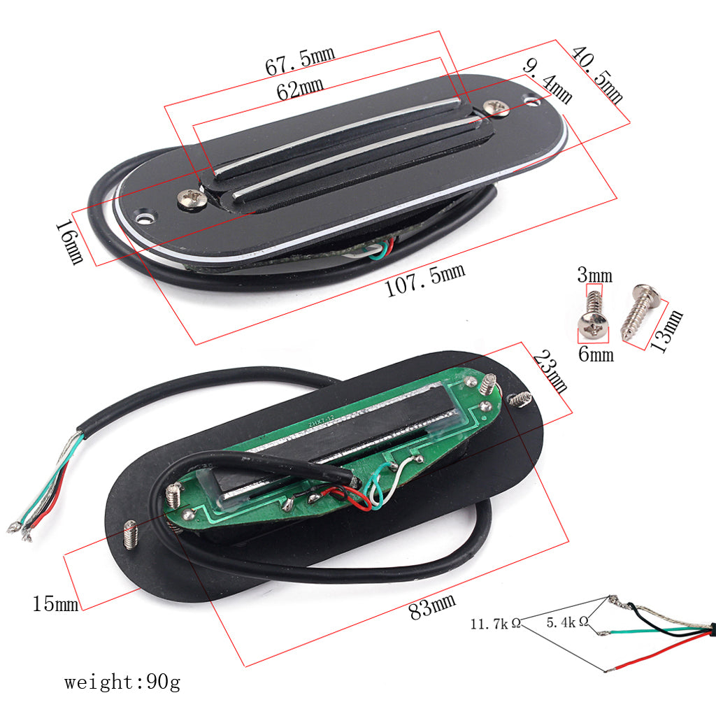 Dual Hot Rail Humbucker Pickup for Acoustic Electric Cigar Box Guitar Parts