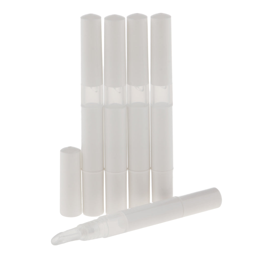 5Pcs 3ml Empty Nail Oil Pen,Twist Pen,Cosmetic Container,Lip Gloss Tubes White