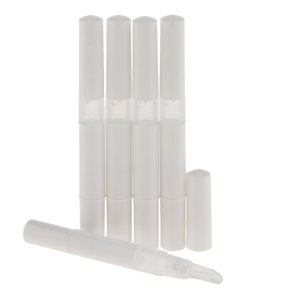 5Pcs 3ml Empty Nail Oil Pen,Twist Pen,Cosmetic Container,Lip Gloss Tubes White