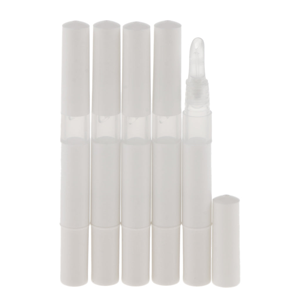 5Pcs 3ml Empty Nail Oil Pen,Twist Pen,Cosmetic Container,Lip Gloss Tubes White