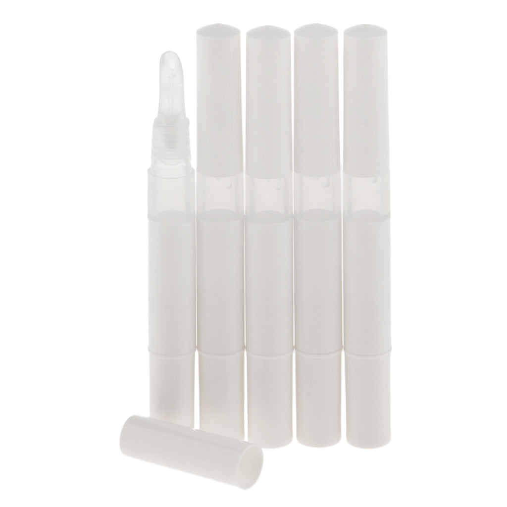 5Pcs 3ml Empty Nail Oil Pen,Twist Pen,Cosmetic Container,Lip Gloss Tubes White