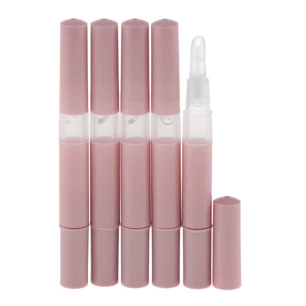 5Pcs 3ml Empty Nail Oil Pen,Twist Pen,Cosmetic Container,Lip Gloss Tubes Pink