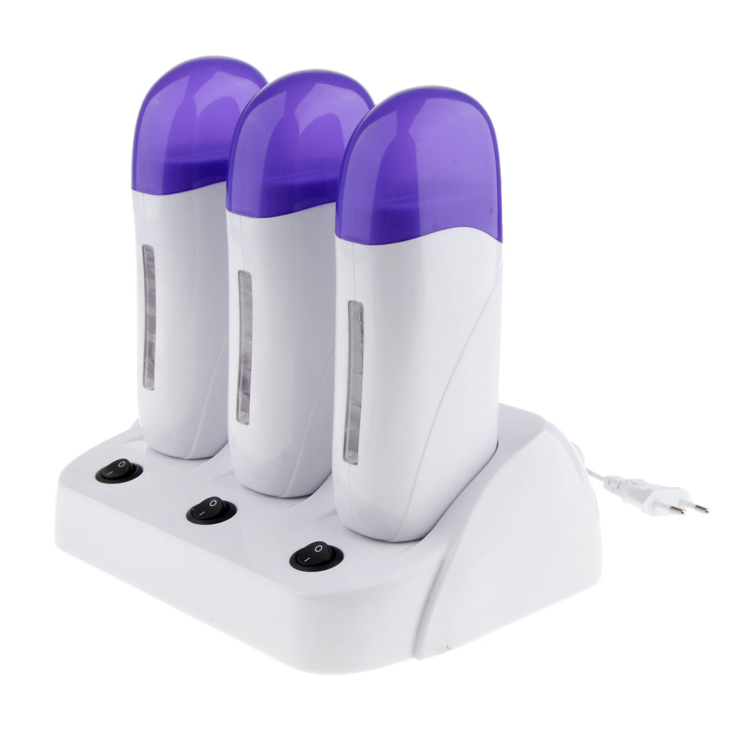 3pcs Depilatory Roll On Wax Cartridge Heater Warmer Hair Removal Machine EU