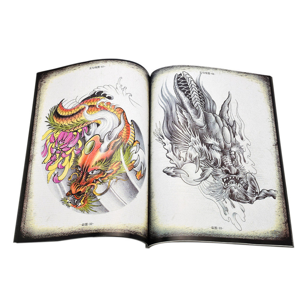 Body Art Tattoo Designs Dragon Flash Sketch Reference Manuscript Book A4