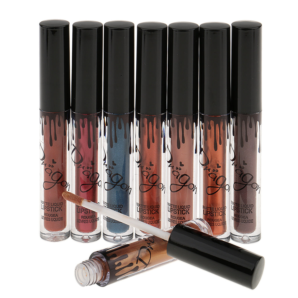 8 Colors Makeup Lip Gloss Metallic Waterproof Long Lasting Liquid Lipsticks