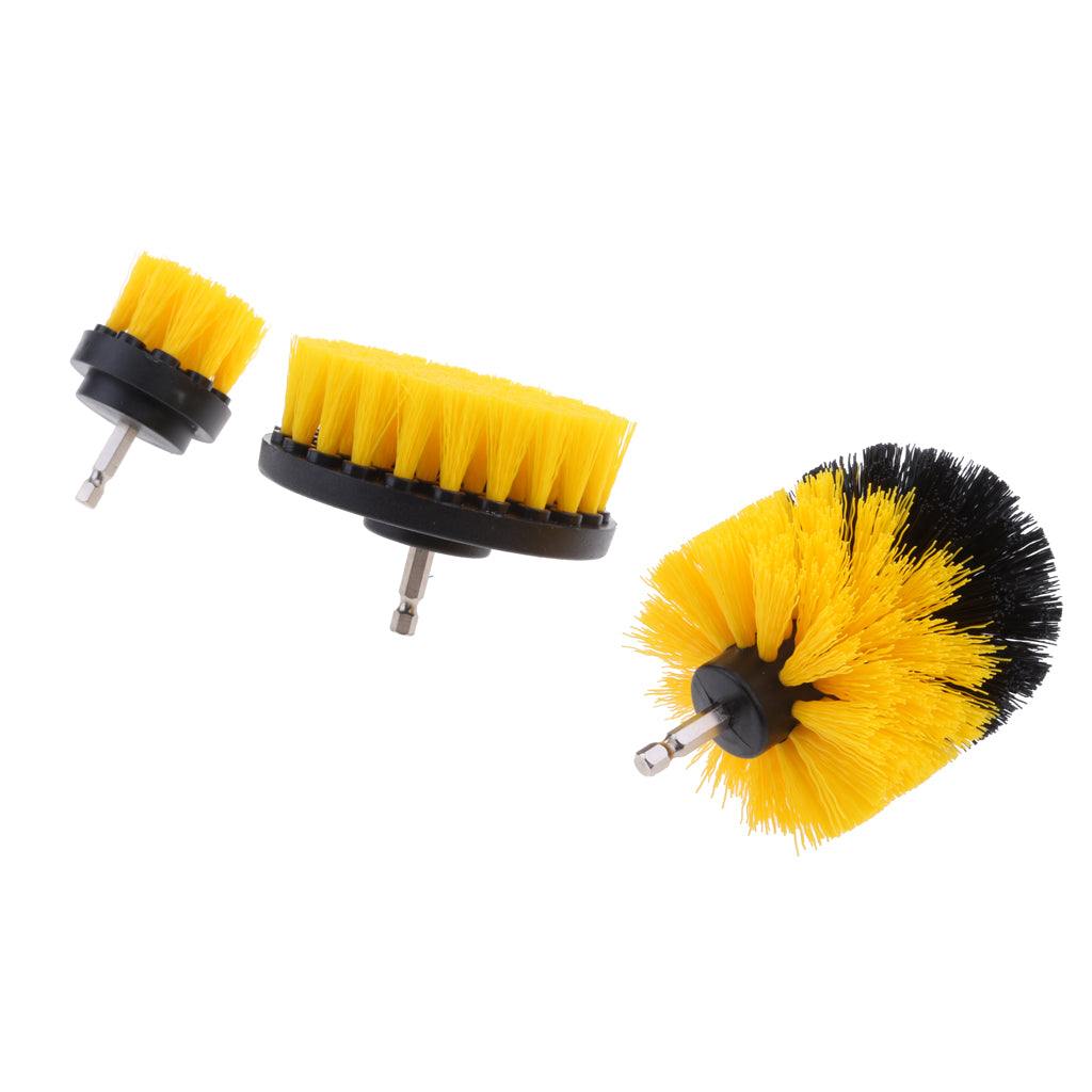 3PCS Tile Grout Cleaning Drill brush Scrub Brush Drill Attachment Kit Yellow