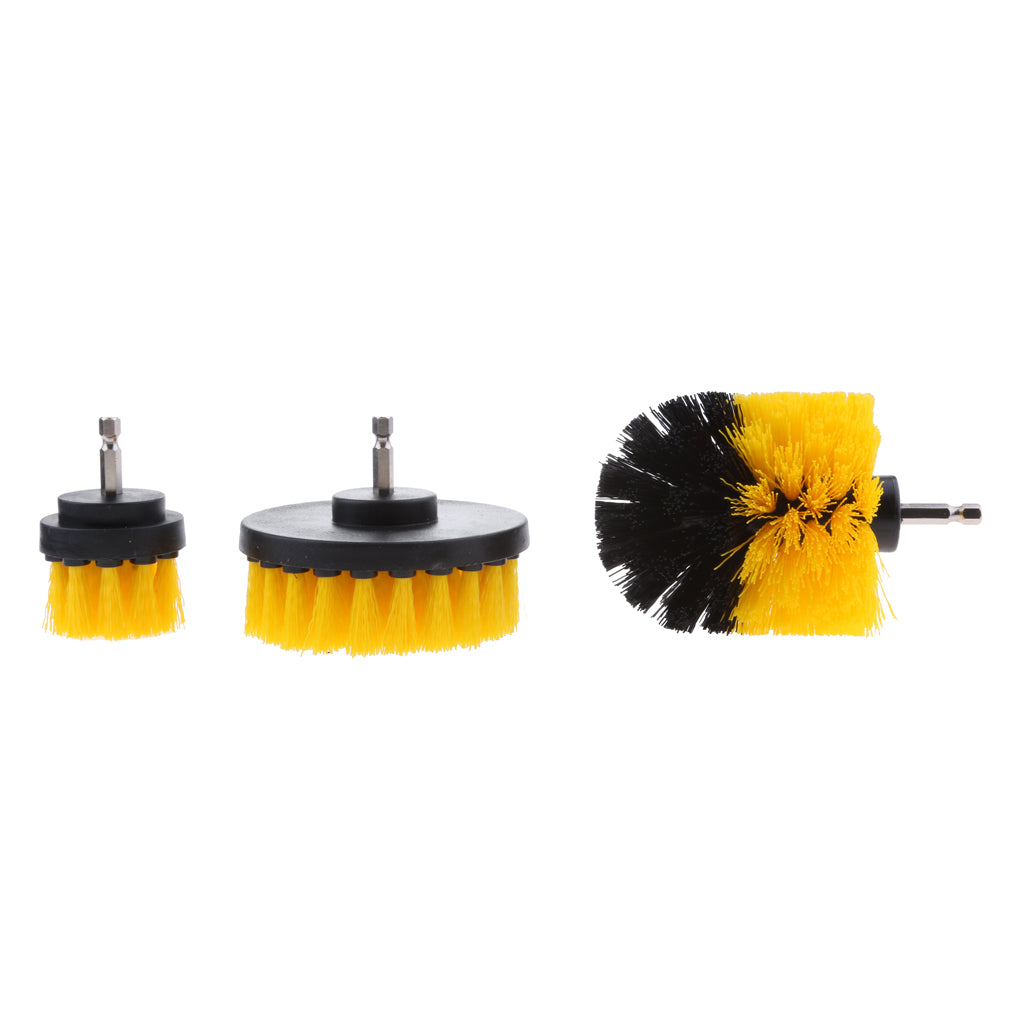 3PCS Tile Grout Cleaning Drill brush Scrub Brush Drill Attachment Kit Yellow