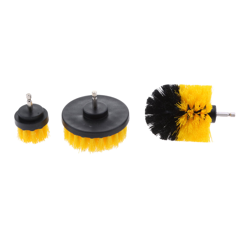 3PCS Tile Grout Cleaning Drill brush Scrub Brush Drill Attachment Kit Yellow