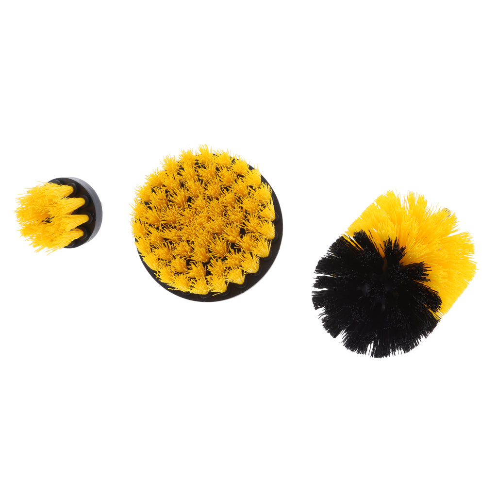 3PCS Tile Grout Cleaning Drill brush Scrub Brush Drill Attachment Kit Yellow