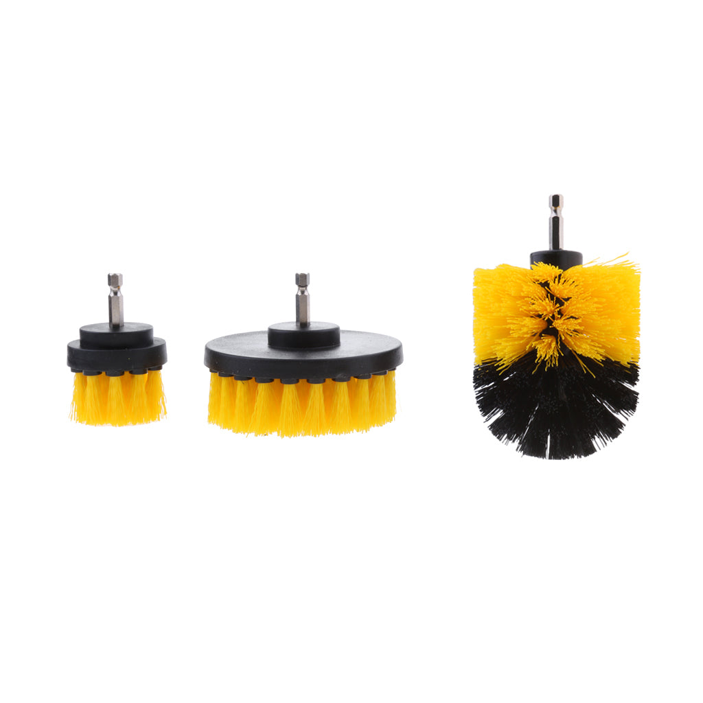 3PCS Tile Grout Cleaning Drill brush Scrub Brush Drill Attachment Kit Yellow